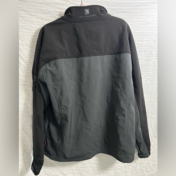 Free Country Mens Knit Fleece Jacket Black Full Zip Quilted Overlay Size XXL - Picture 10 of 10